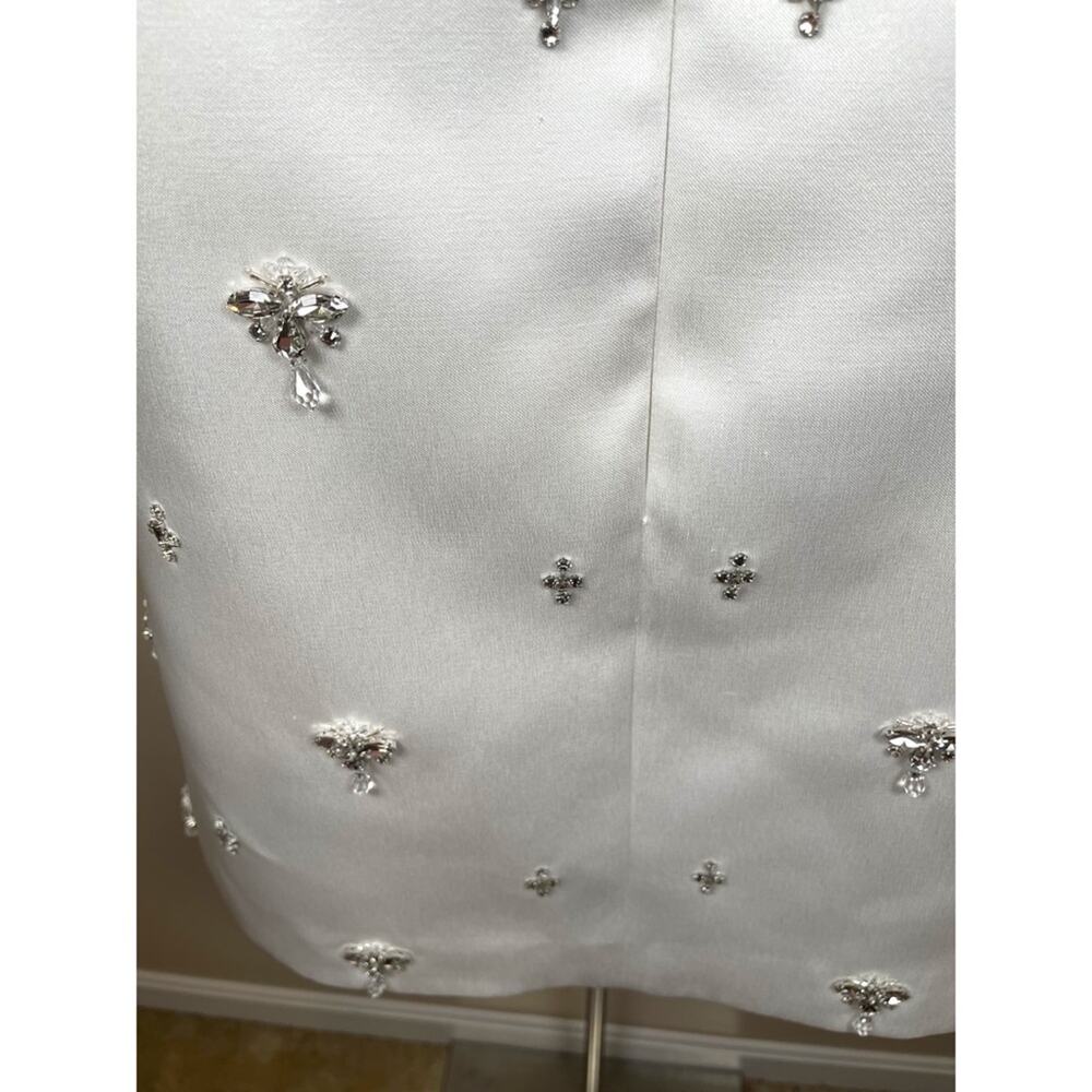 RETROFETE Tylee Crystal Embellished Satin White Mini Dress Size XS - Picture 13 of 16
